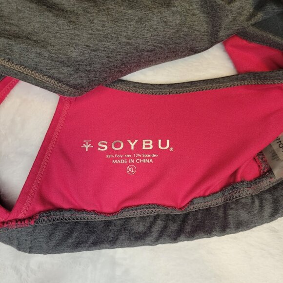 Soybu Activewear Strappy Sports Bra Pink & Charcoal Gray XL - Picture 3 of 3